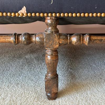 LOT 64L: Custom Upholstery Vintage Down Filled Black Floral Loveseat