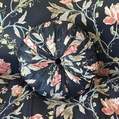 LOT 64L: Custom Upholstery Vintage Down Filled Black Floral Loveseat