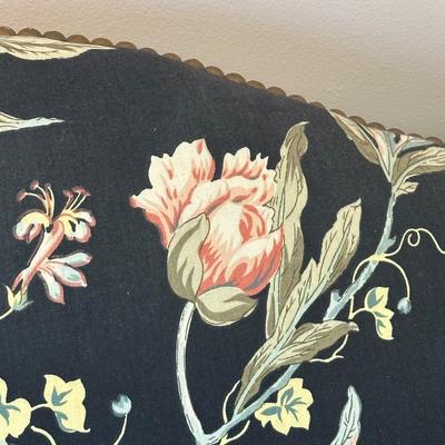 LOT 64L: Custom Upholstery Vintage Down Filled Black Floral Loveseat