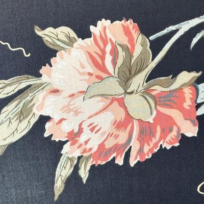 LOT 64L: Custom Upholstery Vintage Down Filled Black Floral Loveseat
