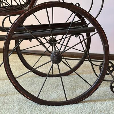 LOT 67L: Vintage Wicker Doll Carriage w/ Delton Doll, Seymour Mann Doll & More