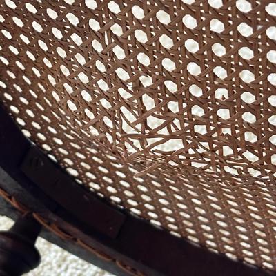 LOT 68L: Pair Of Antique Cane Chair w/ 1 Drawer 1 Door End Table