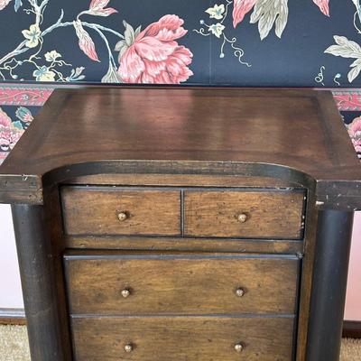 LOT 68L: Pair Of Antique Cane Chair w/ 1 Drawer 1 Door End Table