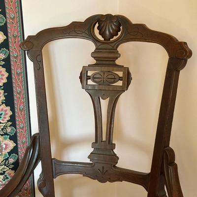 LOT 68L: Pair Of Antique Cane Chair w/ 1 Drawer 1 Door End Table