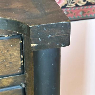 LOT 68L: Pair Of Antique Cane Chair w/ 1 Drawer 1 Door End Table