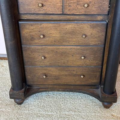 LOT 68L: Pair Of Antique Cane Chair w/ 1 Drawer 1 Door End Table