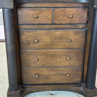 LOT 68L: Pair Of Antique Cane Chair w/ 1 Drawer 1 Door End Table