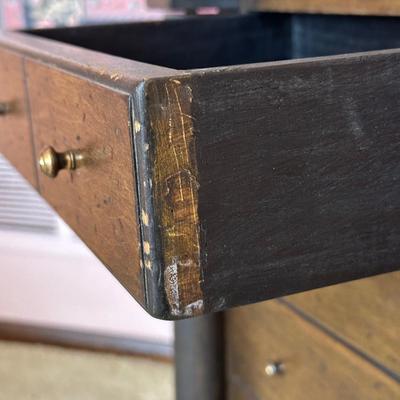 LOT 68L: Pair Of Antique Cane Chair w/ 1 Drawer 1 Door End Table