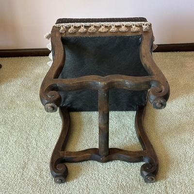 LOT 70L: Two Antique Wooden Foot Stools & Side Table w/ Drawer