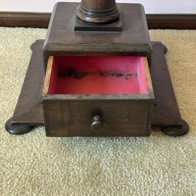 LOT 70L: Two Antique Wooden Foot Stools & Side Table w/ Drawer
