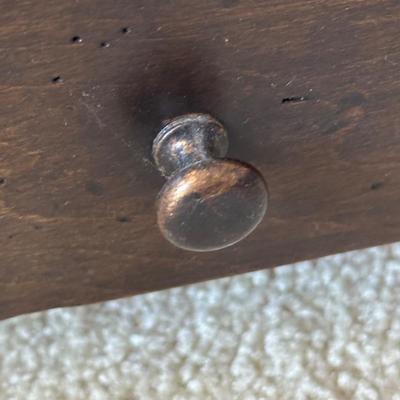 LOT 70L: Two Antique Wooden Foot Stools & Side Table w/ Drawer