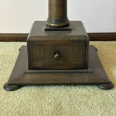 LOT 70L: Two Antique Wooden Foot Stools & Side Table w/ Drawer