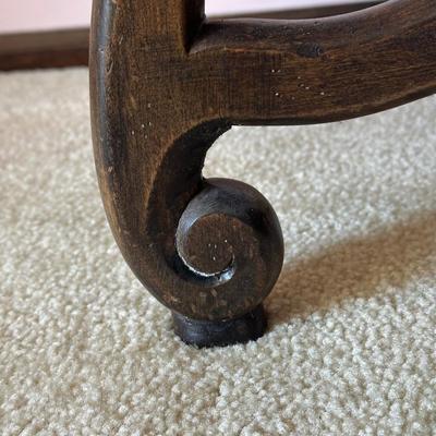 LOT 70L: Two Antique Wooden Foot Stools & Side Table w/ Drawer