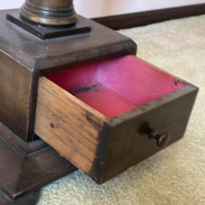 LOT 70L: Two Antique Wooden Foot Stools & Side Table w/ Drawer