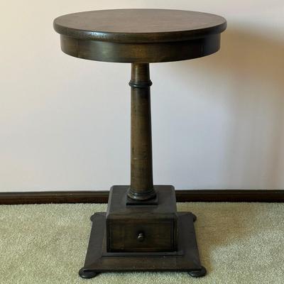 LOT 70L: Two Antique Wooden Foot Stools & Side Table w/ Drawer