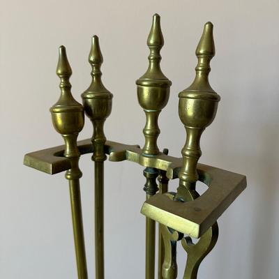 LOT 71L: Vintage Brass Fireplace Tool Set