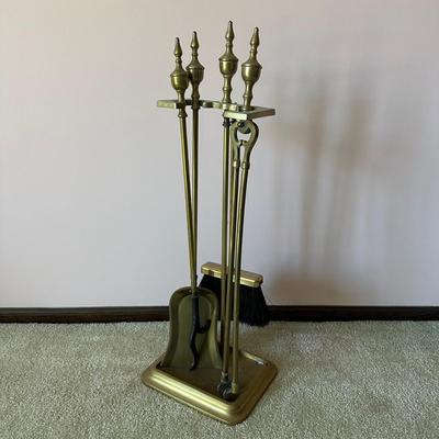 LOT 71L: Vintage Brass Fireplace Tool Set