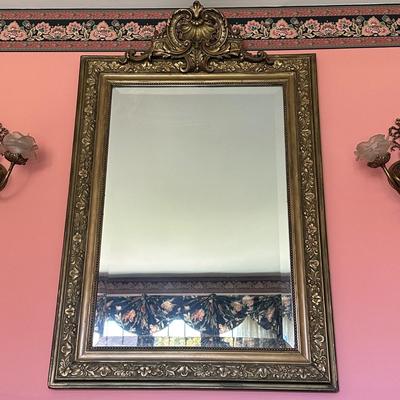 LOT 72L: Antique Victorian Carved Gold Wooden Mirror