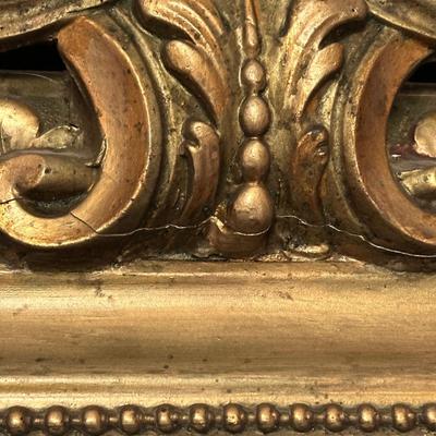 LOT 72L: Antique Victorian Carved Gold Wooden Mirror