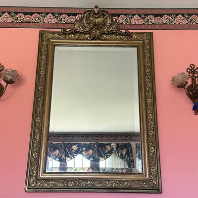 LOT 72L: Antique Victorian Carved Gold Wooden Mirror