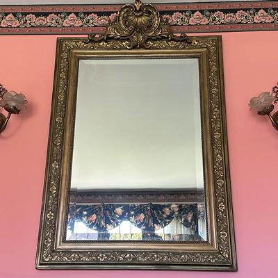 LOT 72L: Antique Victorian Carved Gold Wooden Mirror
