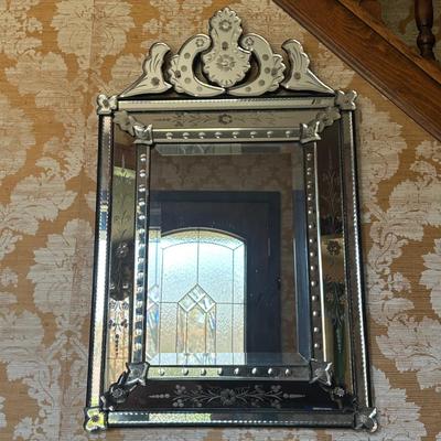 LOT 74H: Mid Century Etched and Beveled Venetian Mirror Circa 1950’s
