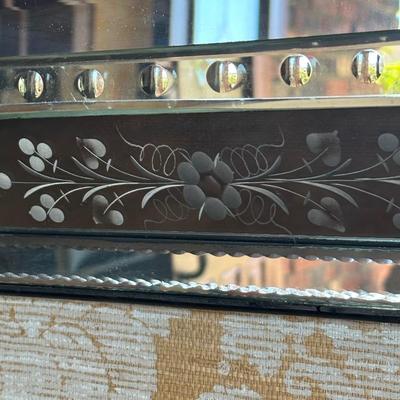 LOT 74H: Mid Century Etched and Beveled Venetian Mirror Circa 1950’s