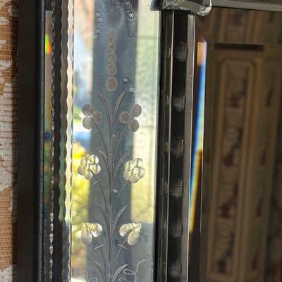 LOT 74H: Mid Century Etched and Beveled Venetian Mirror Circa 1950’s