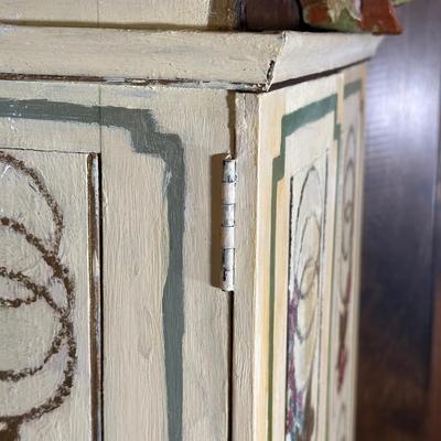 LOT 75H: Vintage Hand Painted & Carved German Style Grandfather Clock Cabinet Only