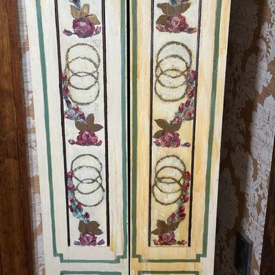 LOT 75H: Vintage Hand Painted & Carved German Style Grandfather Clock Cabinet Only