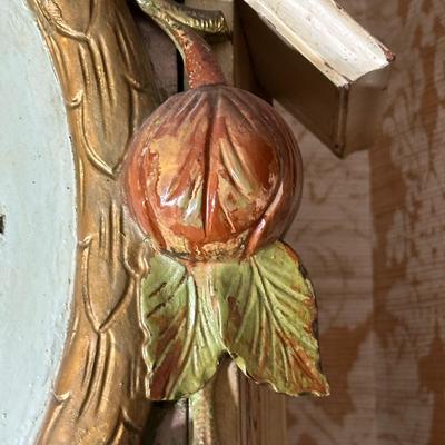 LOT 75H: Vintage Hand Painted & Carved German Style Grandfather Clock Cabinet Only