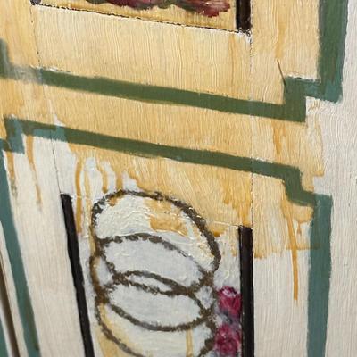 LOT 75H: Vintage Hand Painted & Carved German Style Grandfather Clock Cabinet Only