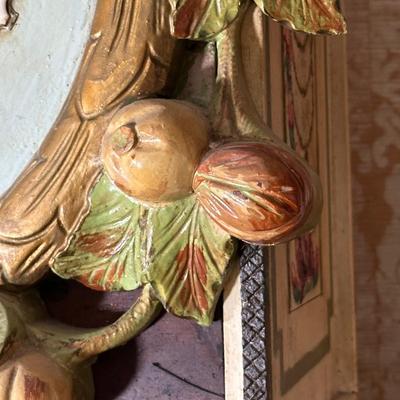 LOT 75H: Vintage Hand Painted & Carved German Style Grandfather Clock Cabinet Only