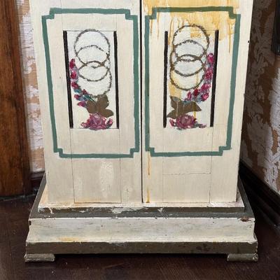 LOT 75H: Vintage Hand Painted & Carved German Style Grandfather Clock Cabinet Only