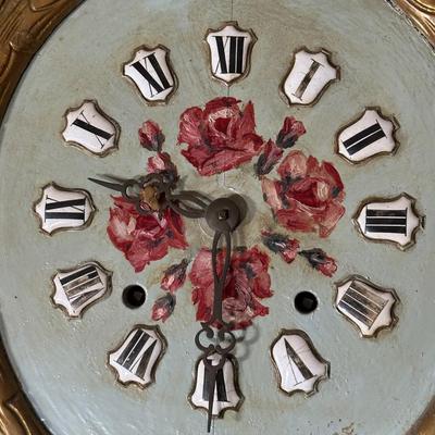 LOT 75H: Vintage Hand Painted & Carved German Style Grandfather Clock Cabinet Only
