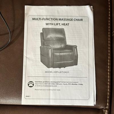 LOT 77A: Multi Function Massage Chair w/ Lift & Heat Model Number BT-L8753A51