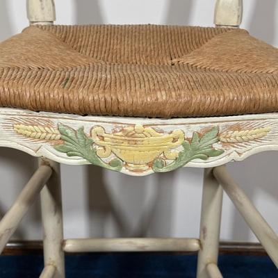 LOT 78A: Pair Of Beautiful Antique French Country Hand Carved & Painted Signed Chairs