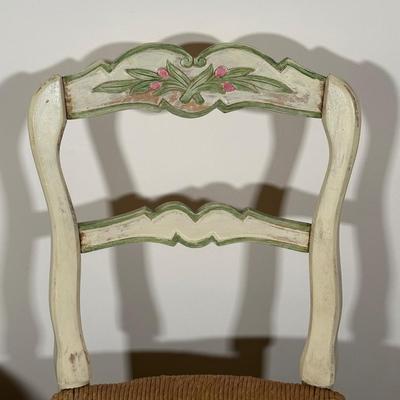 LOT 78A: Pair Of Beautiful Antique French Country Hand Carved & Painted Signed Chairs
