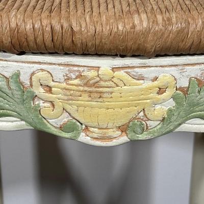 LOT 78A: Pair Of Beautiful Antique French Country Hand Carved & Painted Signed Chairs