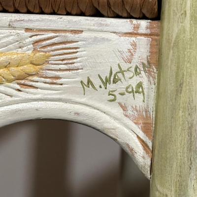 LOT 78A: Pair Of Beautiful Antique French Country Hand Carved & Painted Signed Chairs