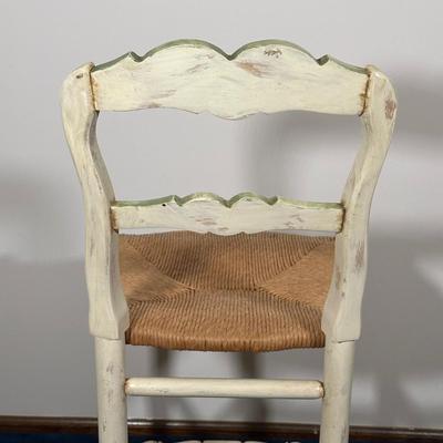 LOT 78A: Pair Of Beautiful Antique French Country Hand Carved & Painted Signed Chairs