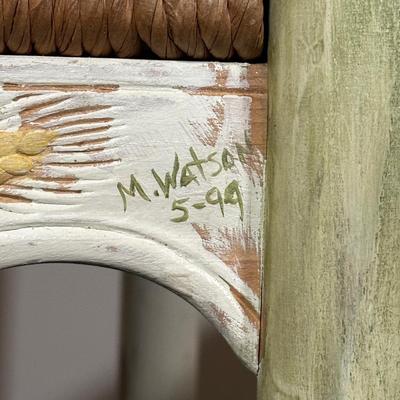 LOT 78A: Pair Of Beautiful Antique French Country Hand Carved & Painted Signed Chairs