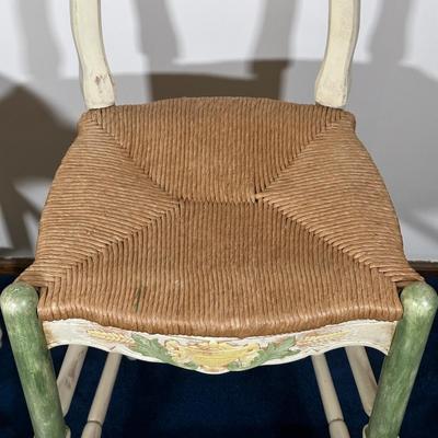 LOT 78A: Pair Of Beautiful Antique French Country Hand Carved & Painted Signed Chairs