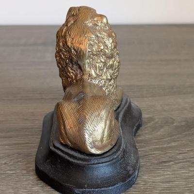 LOT 81K: Vintage Bronze/Brass Metal Desk Items, Lion Paperweight, Lady Justice Pen Holder & Love Of Money, Inc. USMC Bottle Opener