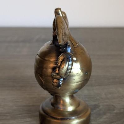 LOT 81K: Vintage Bronze/Brass Metal Desk Items, Lion Paperweight, Lady Justice Pen Holder & Love Of Money, Inc. USMC Bottle Opener