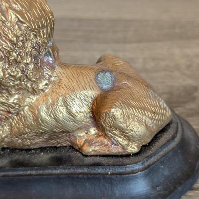 LOT 81K: Vintage Bronze/Brass Metal Desk Items, Lion Paperweight, Lady Justice Pen Holder & Love Of Money, Inc. USMC Bottle Opener