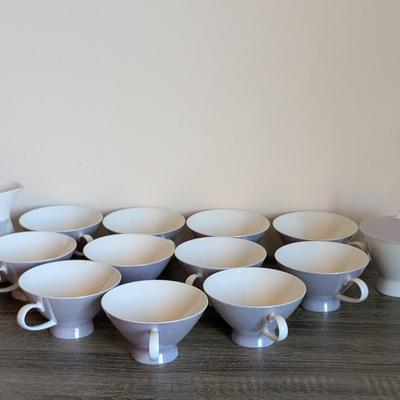 LOT 84K: Rosenthal MC Crystalline Demitasse Cups With Pitcher & Lidded Sugar Bowl