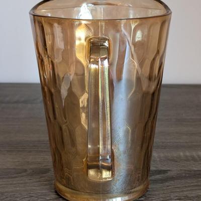 LOT 88K: Vintage Marigold Carnival Pitcher With Cups & Glasses