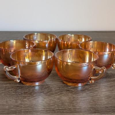 LOT 88K: Vintage Marigold Carnival Pitcher With Cups & Glasses