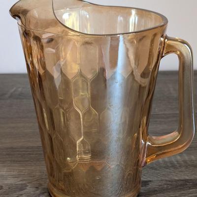 LOT 88K: Vintage Marigold Carnival Pitcher With Cups & Glasses